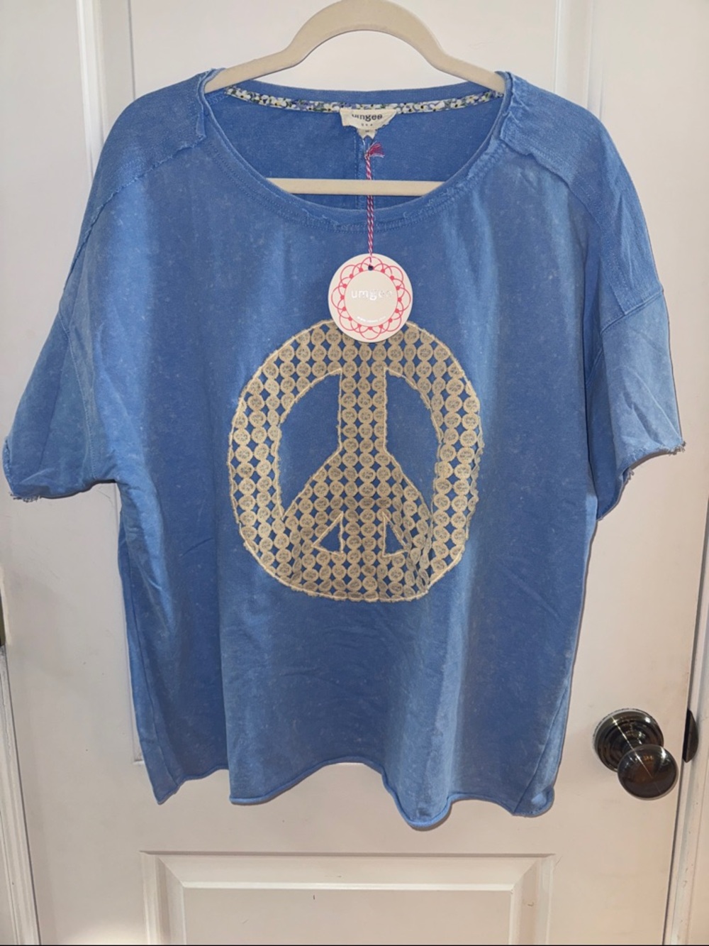 Umgee Light Blue Tee with Cream Logo Tag